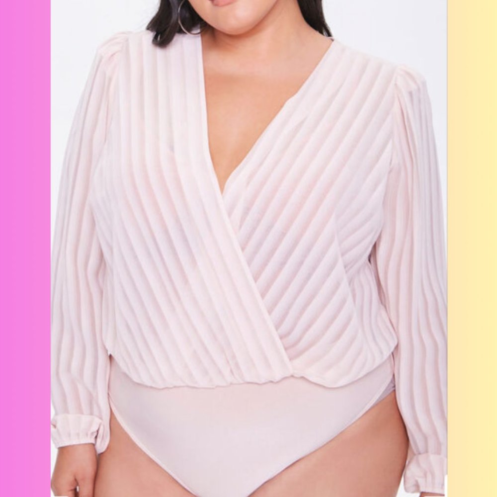 Pink Sheer Bodysuit - Forever 21